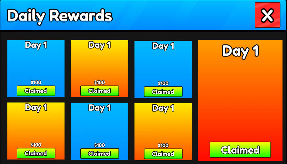 Daily rewards frame